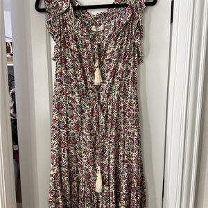 NWT Natural Life Floral Print Ruffle Sleeve Dress Size L